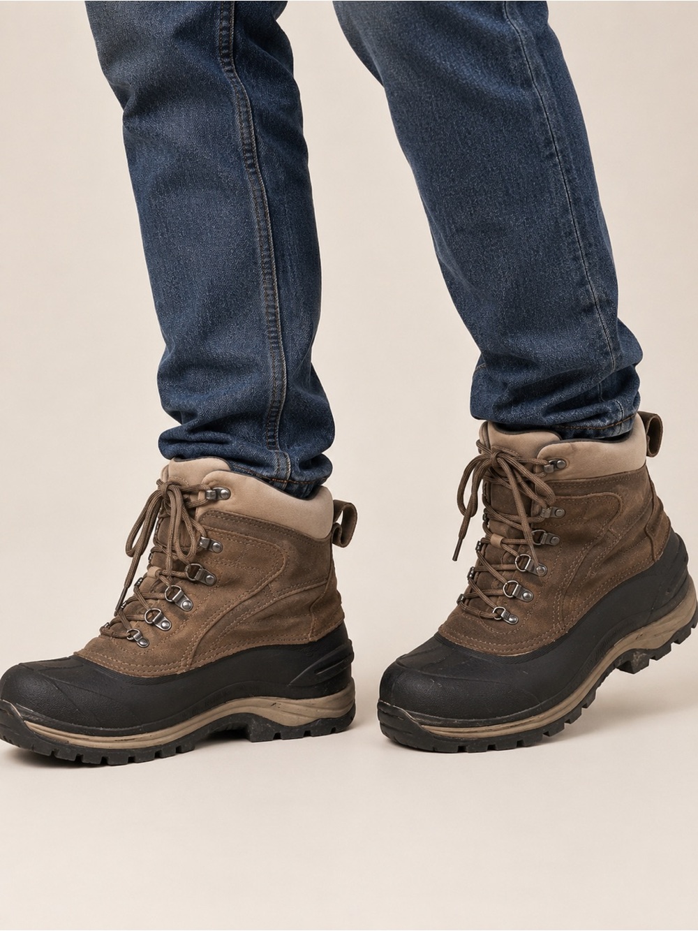Thermolite Men's Waterproof Brown Insulated Lace-Up Snow Boots